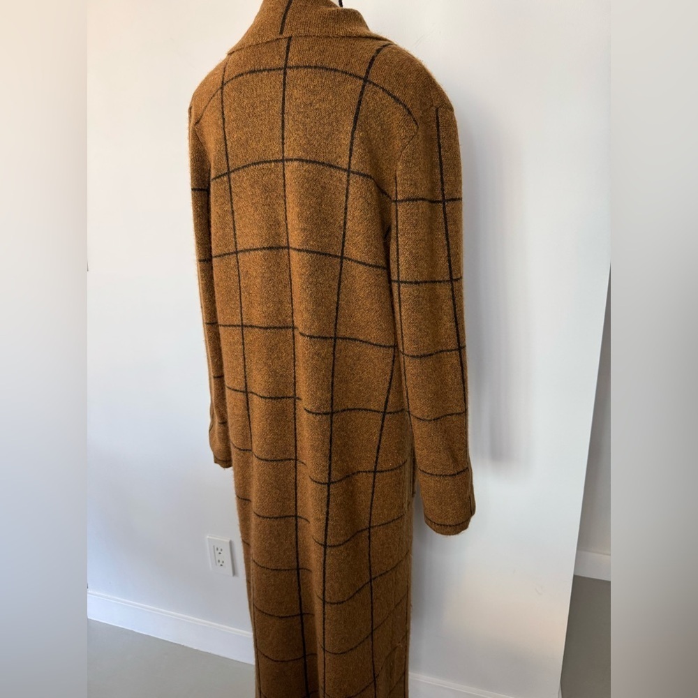 LINE Plaid Long Cardigan/Duster – Brown & Black Check - Size Medium - Picture 8 of 17